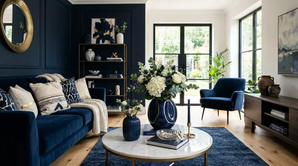 Navy Blue Home Decor Ideas: Bold & Elegant 8 navy blue home decor flowers 202606141804 6a2ea70b4184e
