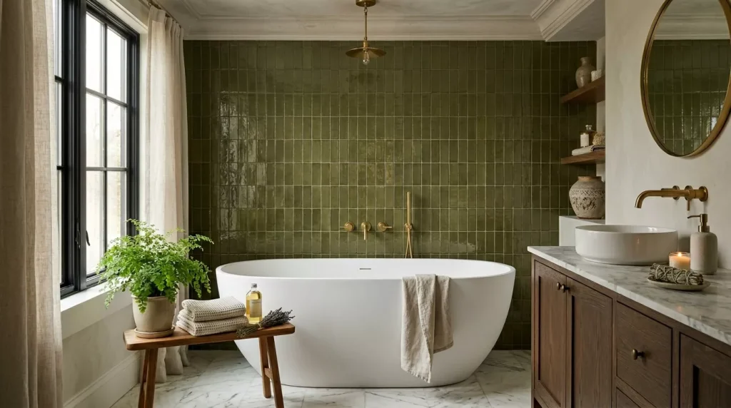 Olive Green Bathroom Ideas: Style, Tiles & Décor Tips 13 olive green tiled bathroom decor 202606190005 1 6a3441a17f739