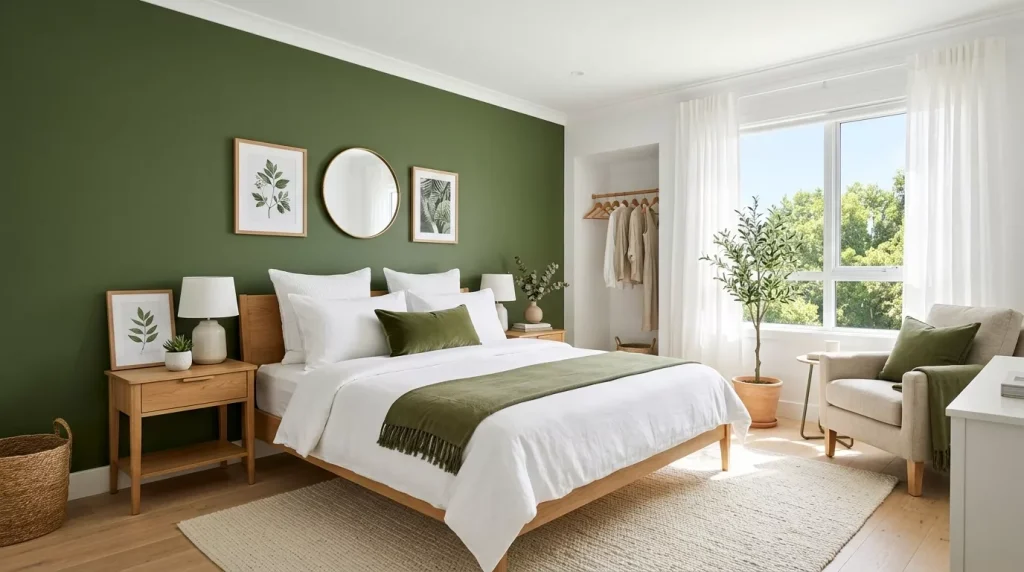 olive green white bedroom design 202606232210 6a3abe84ce305