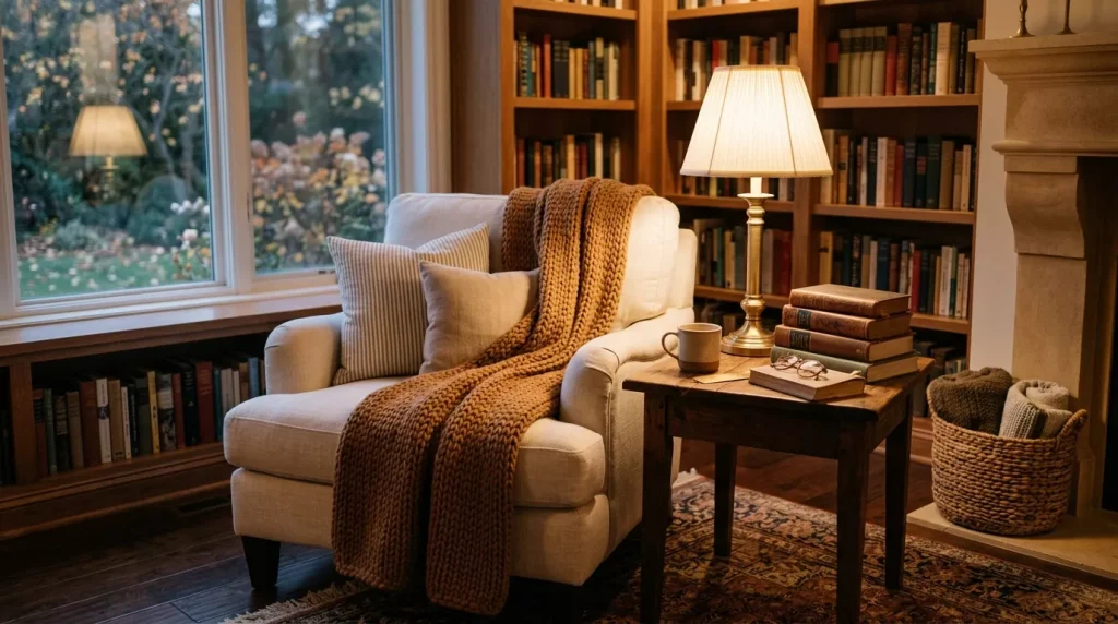 Caramel & Cream Home Decor Ideas for Every Room 1 reading nook with armchair books 202606181934 1 6a340219a9f80