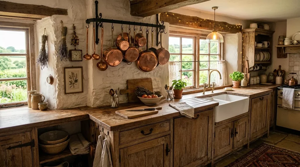 rustic kitchen with copper pots 202606031921 6a203892ca4ef