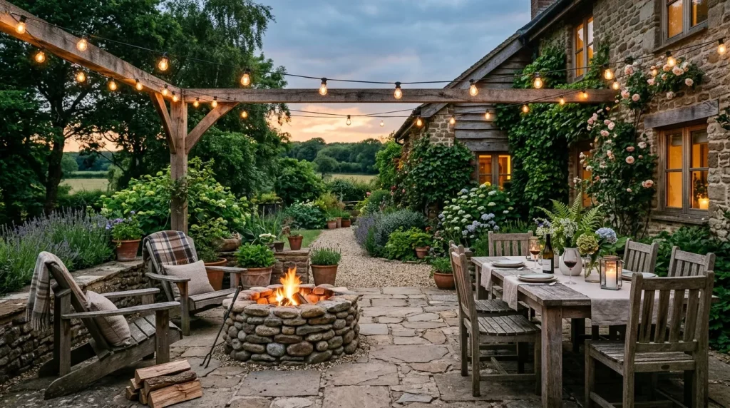 rustic patio with wooden furniture 202606021714 6a1ec934d0026