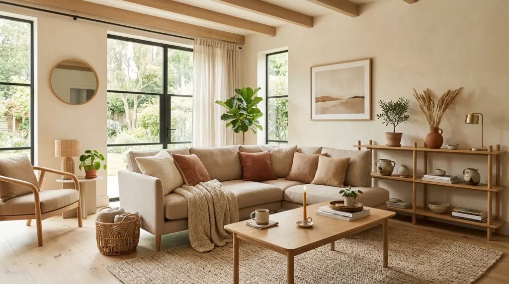 Warm Earthy Tones Living Room Ideas & Inspiration 13 scandinavian inspired living room with 202606181927 6a34007abd8f2