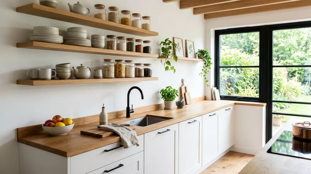 Open Shelving Kitchen Ideas for a Stylish Space 13 scandinavian kitchen with oak sh 202606262323 6a3ec3e796ce9