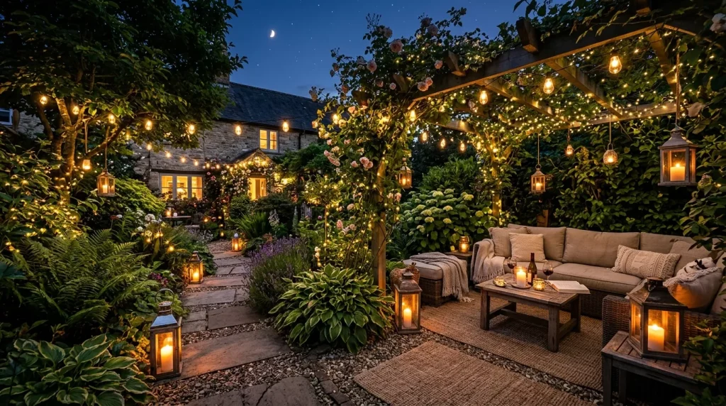 Small Garden Ideas: 25+ Smart Designs to Inspire You 13 small garden illuminated by lights 202606071659 6a255d1748953