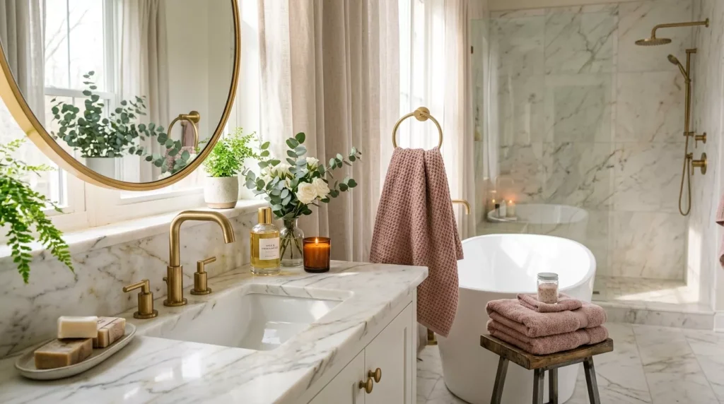 Dusty Rose Home Decor Ideas to Elevate Every Room 14 spa bathroom dusty rose towels 202606162338 6a3198383805d
