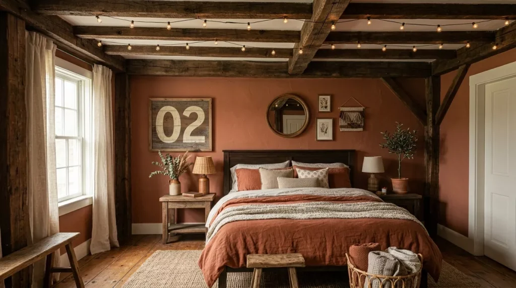 terracotta bedroom with wood beams 202606172223 6a32d87c64dc9