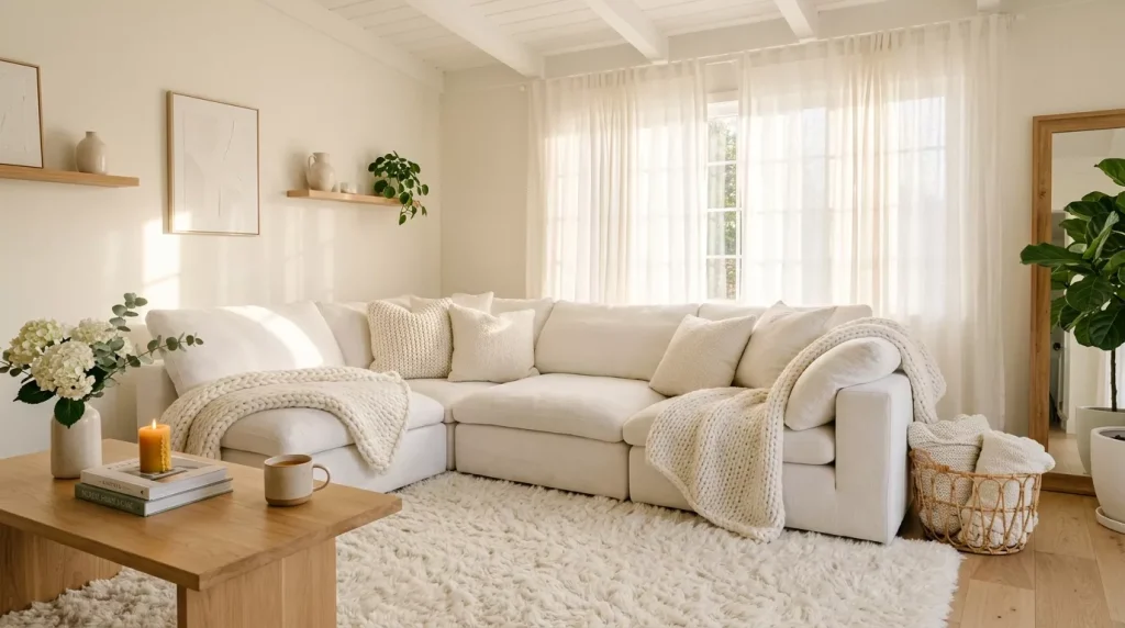 All-White Living Room Ideas: Design Tips & Inspiration 17 white living room with sectional 202606121442 6a2bd4f4adf23