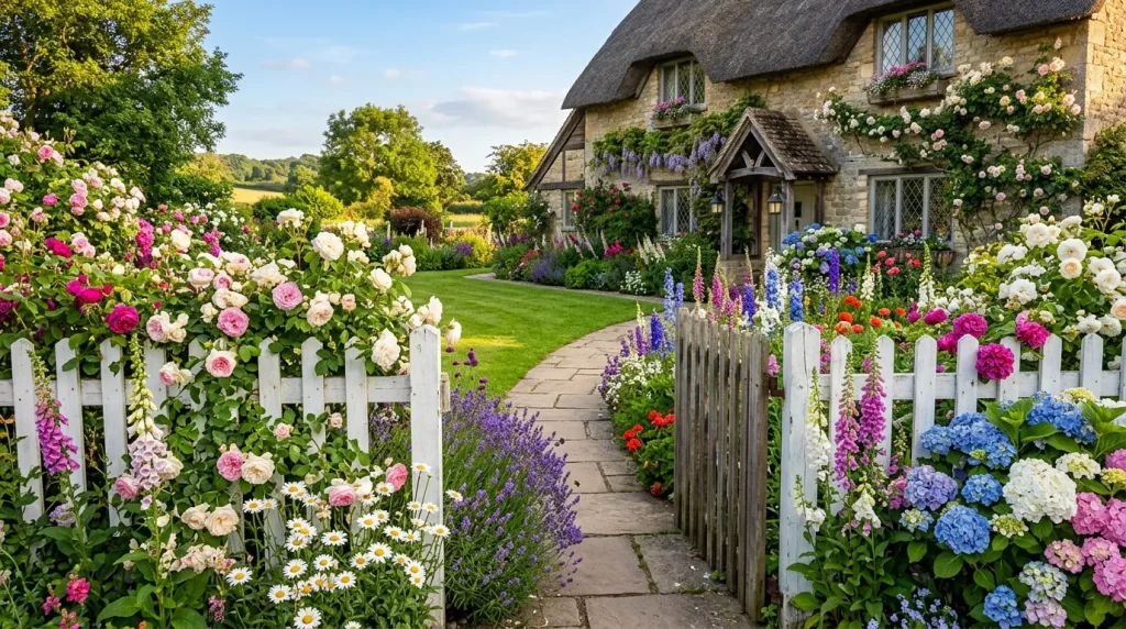 English Cottage Garden Ideas for a Charming Yard 7 english cottage garden with fence 202607072113 6a4d259f14919
