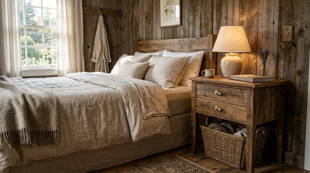 Best Nightstand Ideas for Every Bedroom Style 7 farmhouse bedroom with wood nigh 202607012233 6a45505948926
