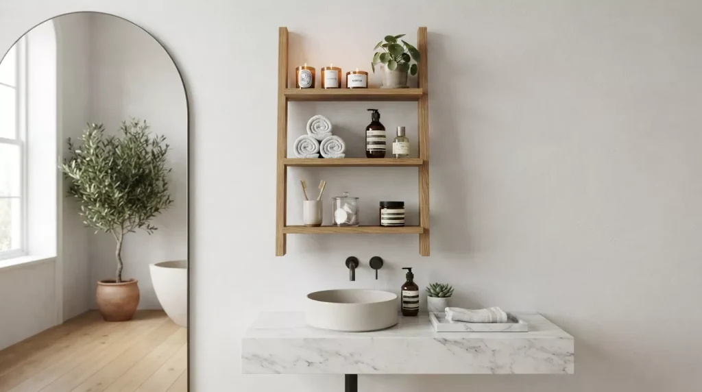 Ladder Shelf Ideas for Bathroom Storage & Style 7 floating ladder shelf bathroom 202607050058 6a49668502570