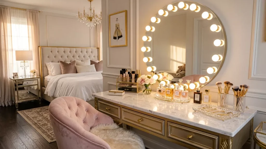 glamorous hollywood style vanity table with 202607062156 6a4bdebe2fd1f