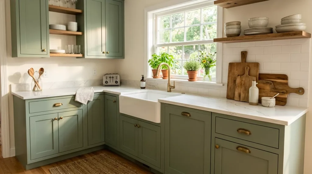 Budget Kitchen Cabinet Makeover Ideas That Work 10 kitchen with sage green cabinets 202607072050 2 6a4d209486e52