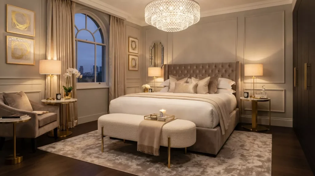 Bedroom Bench Ideas to Elevate Your Space 3 luxury bedroom with boucle bench 202607050043 6a4962b666888