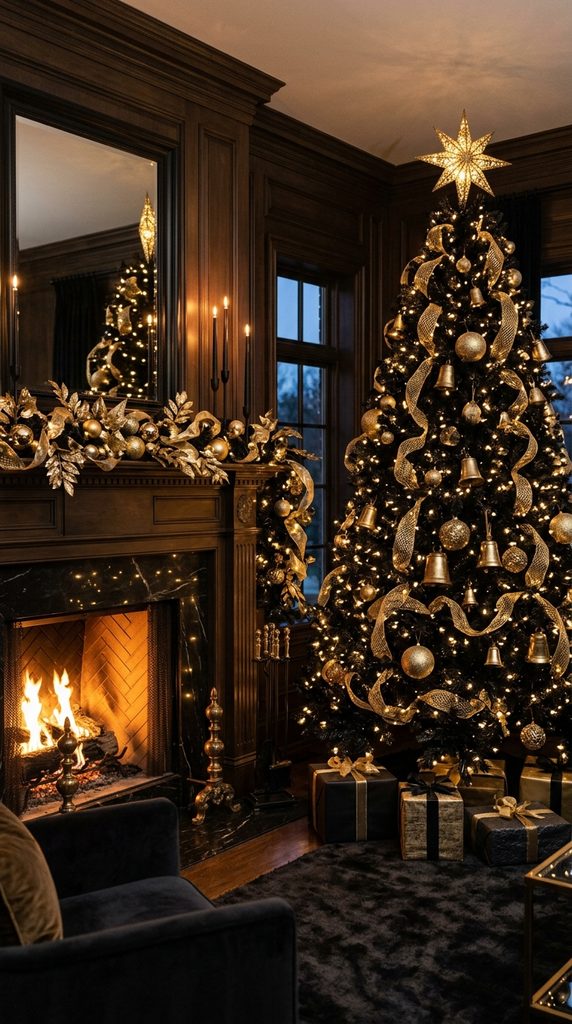 Black Christmas Tree Ideas: 13 Bold Looks 4 black-and-gold-christmas-tree-glam.webp
