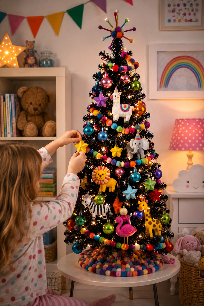 Black Christmas Tree Ideas: 13 Bold Looks 11 black-christmas-tree-ideas-for-kids-mini-tree.webp