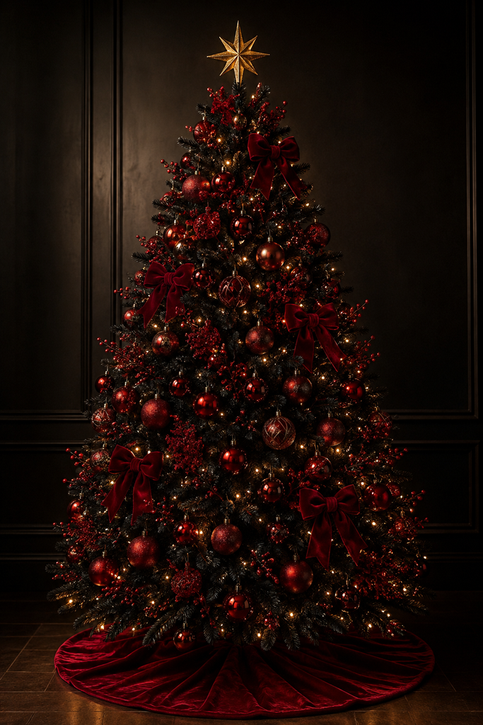 Black Christmas Tree Ideas: 13 Bold Looks 6 black-christmas-tree-ideas-red-ornaments.webp