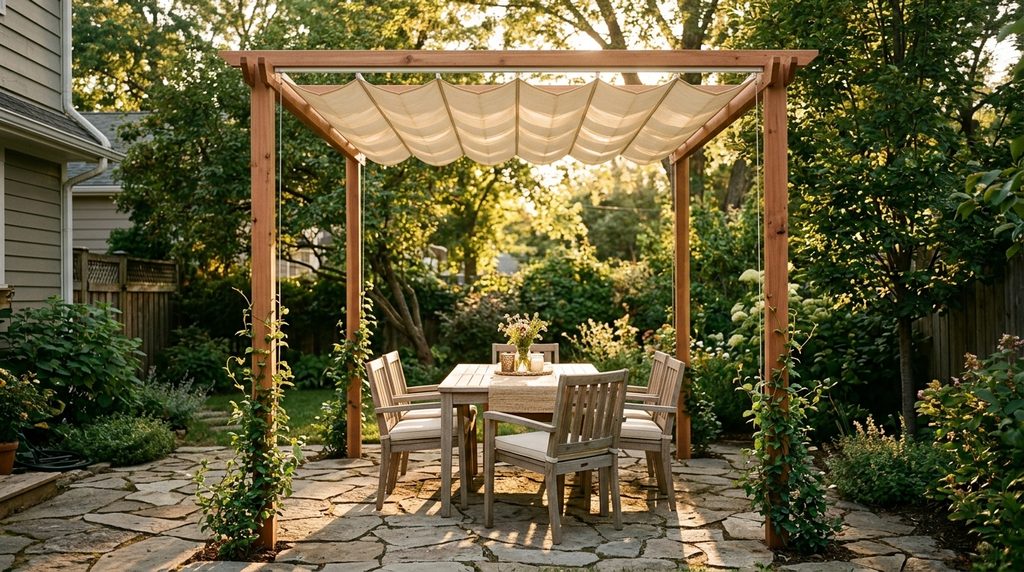 12 Stylish Canopy Ideas for Small Backyards 3 cedar pergola canopy