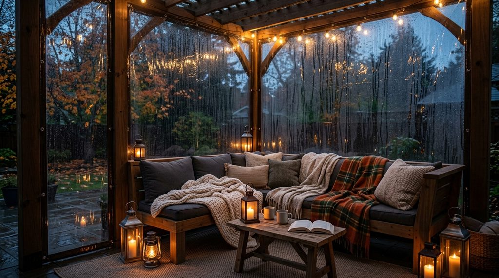 How to Waterproof an Outdoor Canopy: 11 Easy Ideas for Better Rain Protection 7 clear vinyl side panels