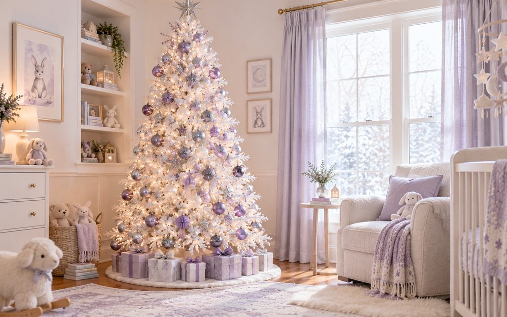 13 Beautiful White Christmas Tree Decorating Ideas for a Magical 2026 Holiday 9 Lavender silver tree