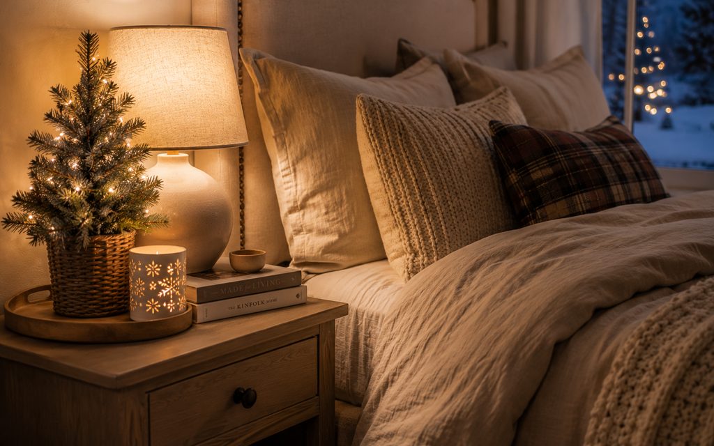 10 Cozy Christmas Bedroom Decor Ideas for Warm Winter Nights in 2026 3 Nightstand mini tree