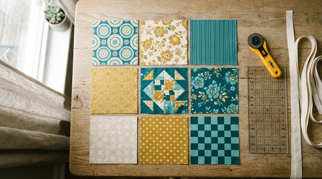 Placemat Pillow Ideas: 27 Easy No-Sew DIY Projects to Try 14 Patchwork layout of mixed pattern placemat squares for a pillow