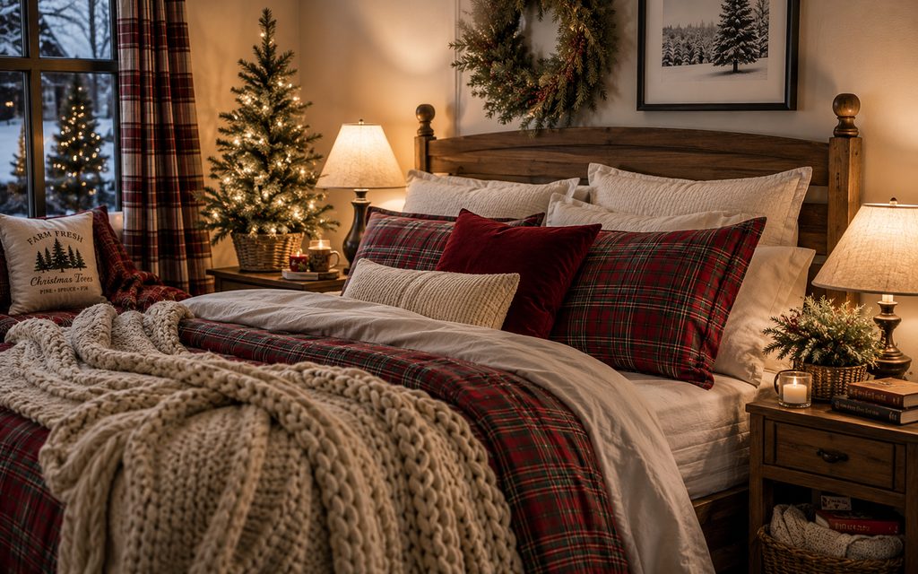 10 Cozy Christmas Bedroom Decor Ideas for Warm Winter Nights in 2026 1 Plaid bedding layers