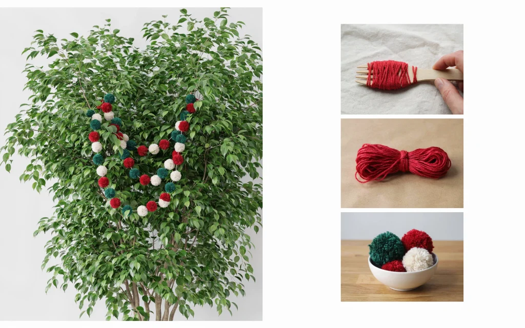 18 Jaw Dropping Grinch Tree Decorations you Need to Try this Holiday Season that will Turn Heads 7 Pom-pom garland on a tree