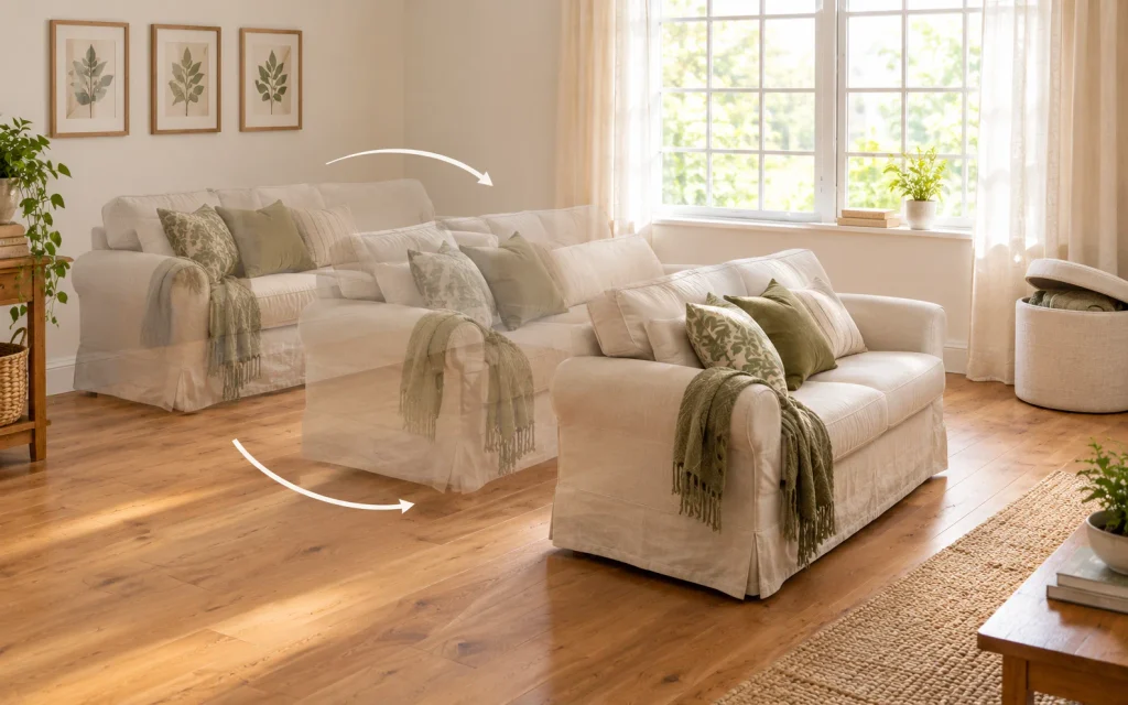 18 Budget Friendly Living Room Makeover: Cozy, Bold & Easy 19 rearrange furniture smart storage multi exposure