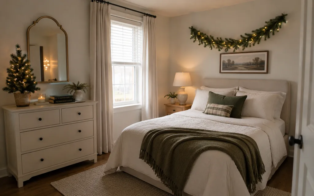 Small bedroom with a tabletop tree