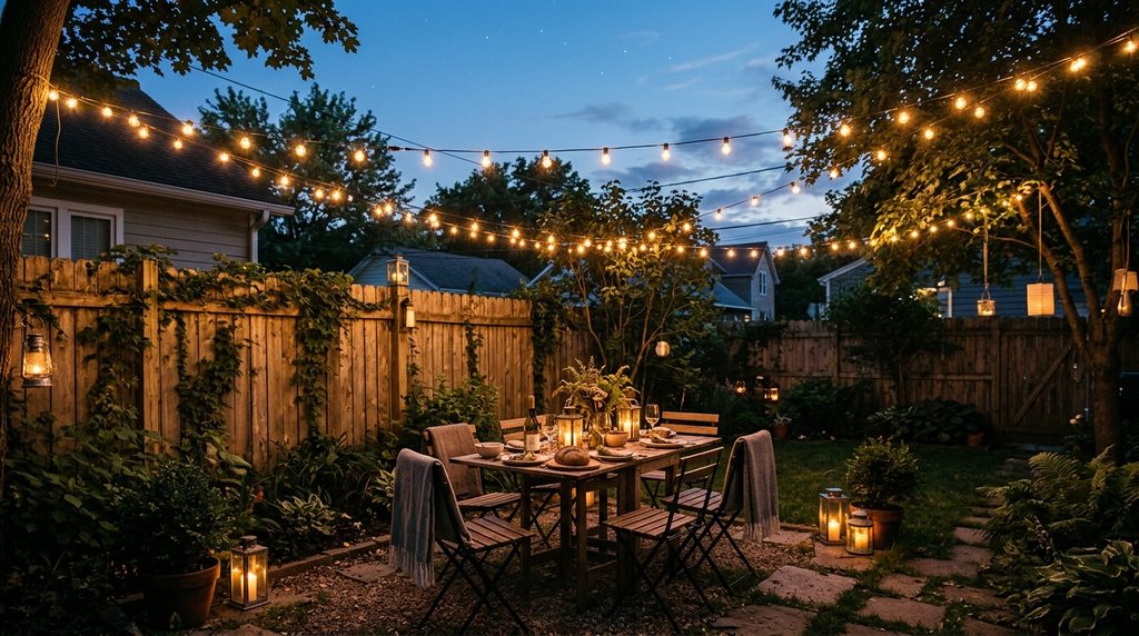 12 Stylish Canopy Ideas for Small Backyards 6 string light canopy