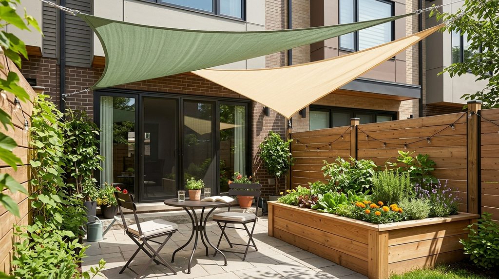 12 Stylish Canopy Ideas for Small Backyards 7 triangle shade sails