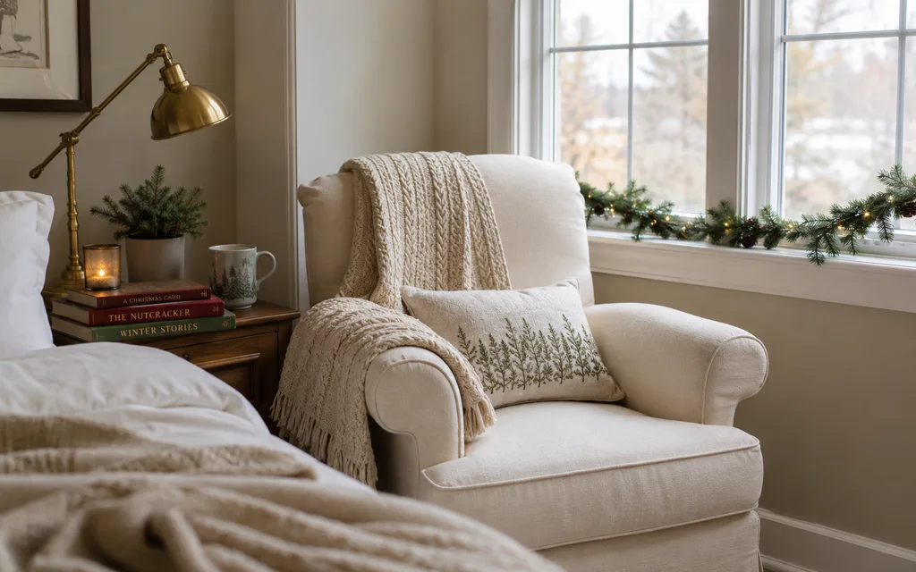 Bedroom reading nook by a window